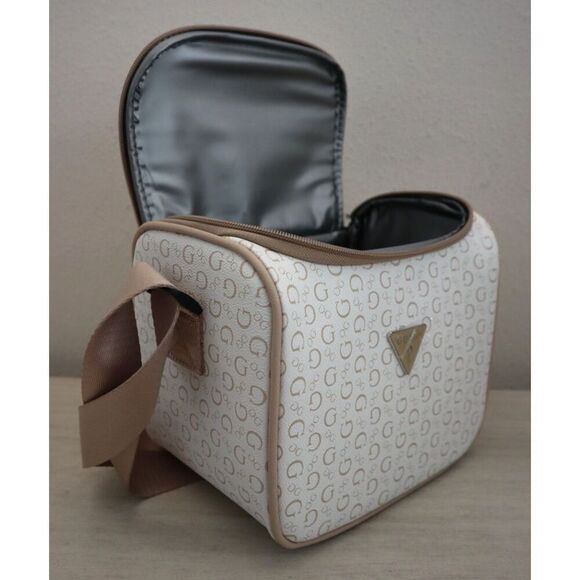 GUESS V7200069 White/Taupe Junction Travel Zip Around Lunch Box w/Carrying Strap - Picture 11 of 14
